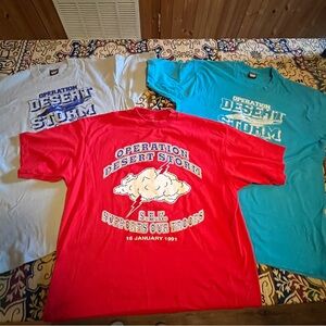 Screen Stars Hanes  Operation Desert Storm Bundle of 3 Tees - Red, Blue, Gray